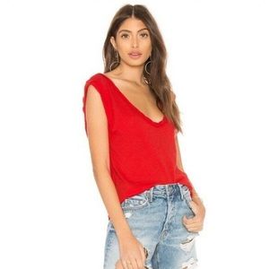 Free People Cleo Tee Tank Top Red Small NWT